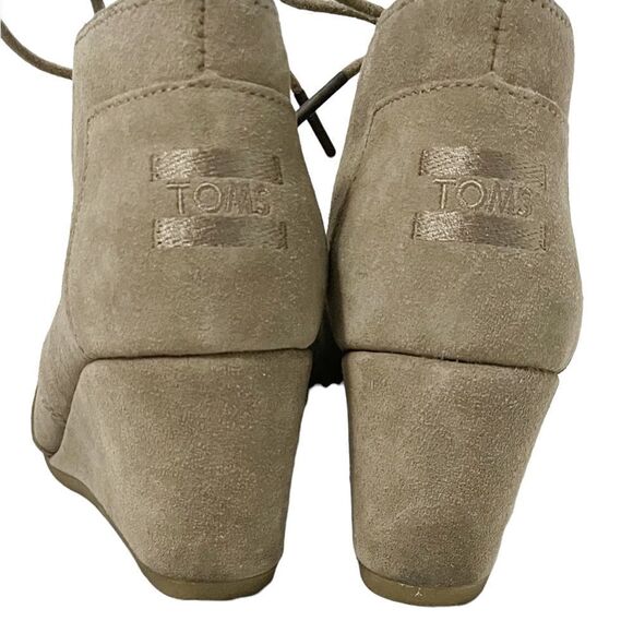 Toms Kala Wedge Desert Taupe Suede Shoes Bootie Size 6W - Picture 3 of 9